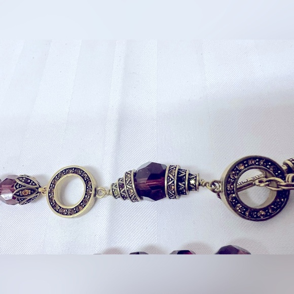 Heidi Daus Champagne Amethyst & Gold Double Necklace & Clip On Earrings Set - Picture 10 of 17